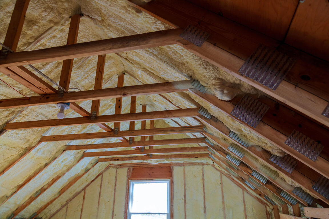 Batt fiberglass insulation in attic