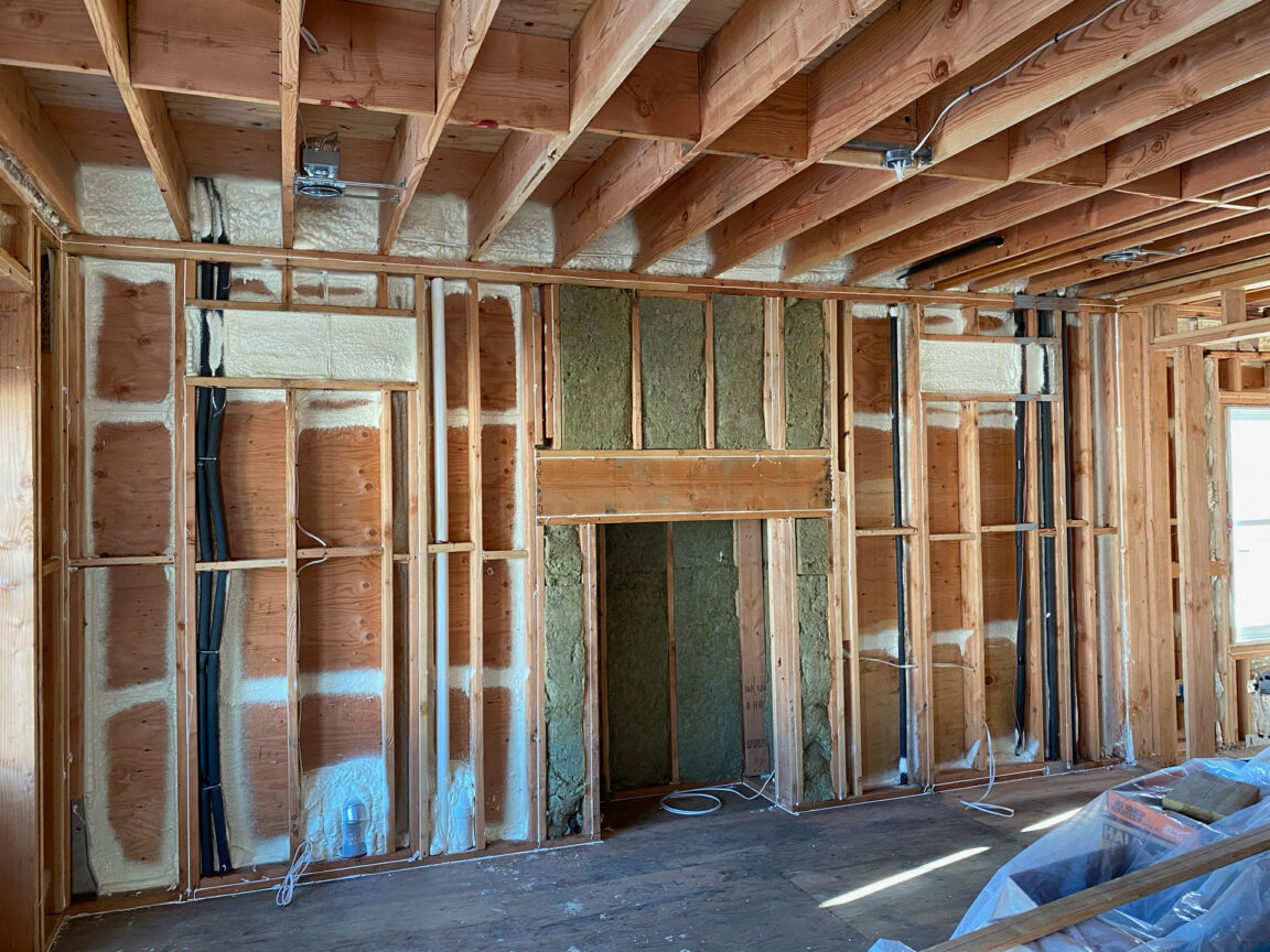 Air seal and Rockwool insulation in interior of home
