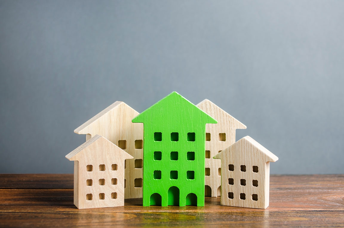 model home representation of eco-friendly buildings