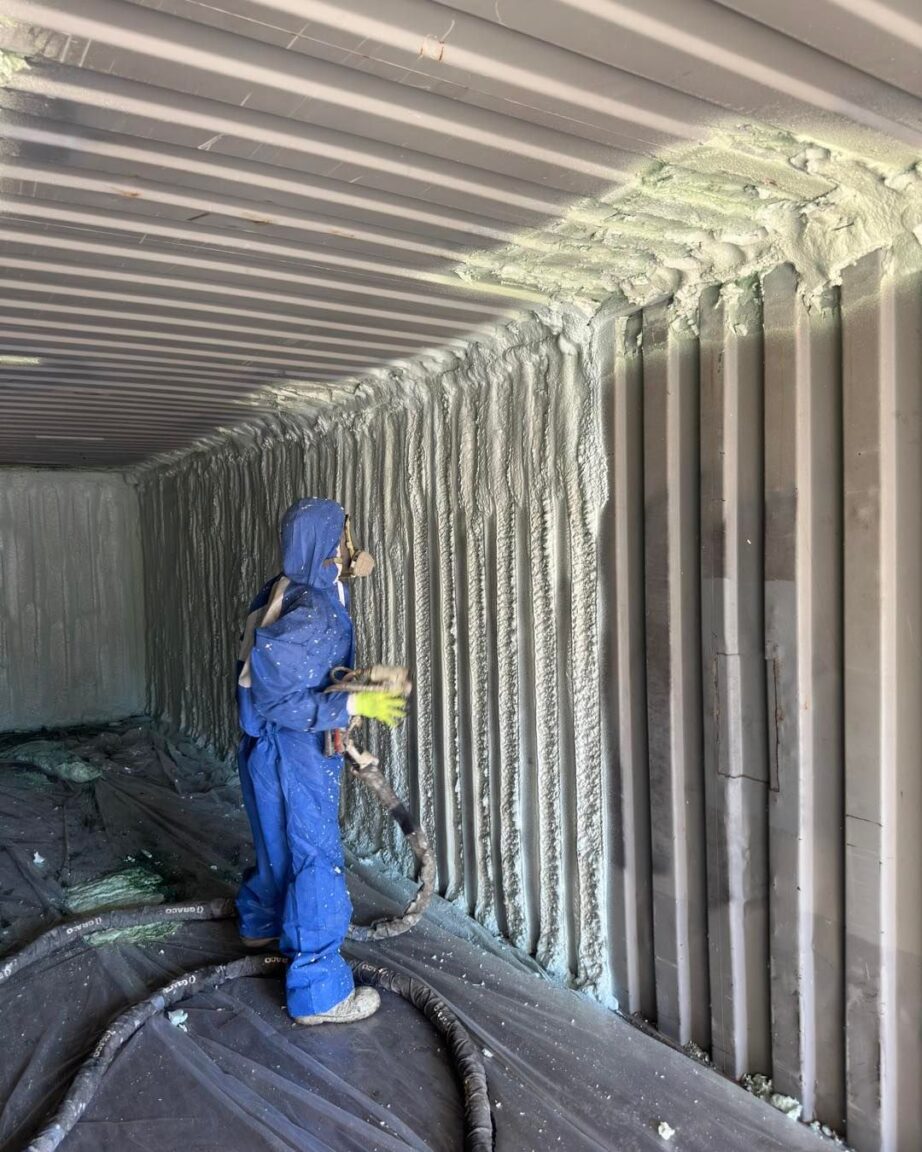 spray foam insulation application in shipping container