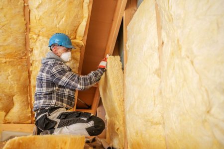 Worker Installing Insulation